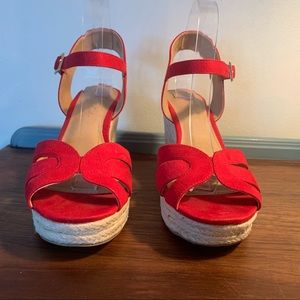 American Eagle Red wedge sandals